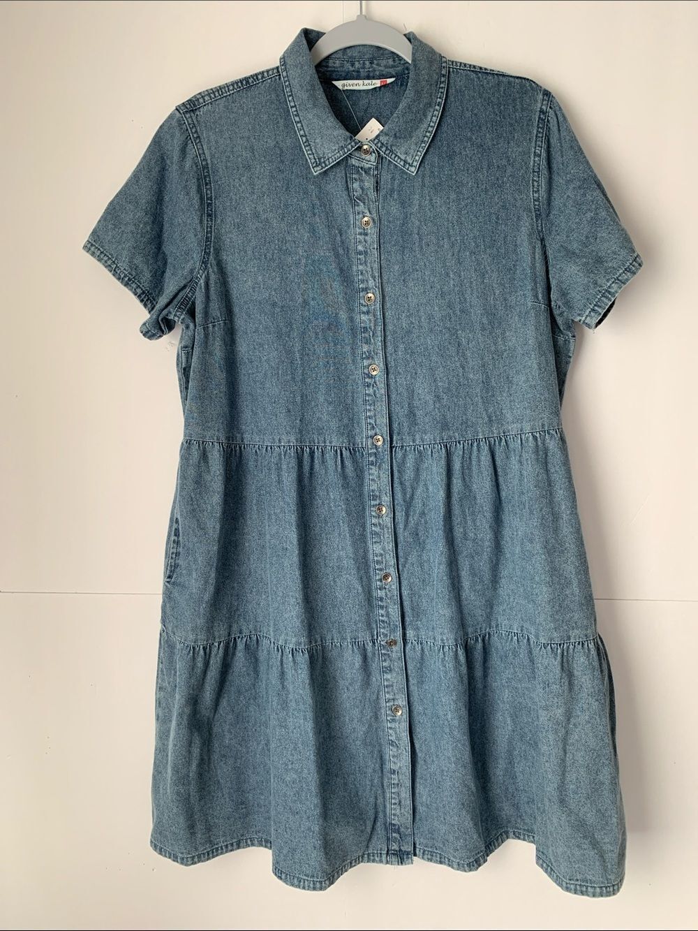 NWT Given Kale  Light Blue Denim Button Front Dress Size XL